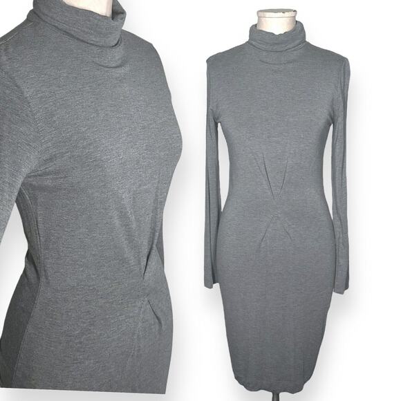 LOVE MOSCHINO Sheath Dress Turtleneck Long Sleeve Minimalist Chic Cocktail Gray - Picture 10 of 10